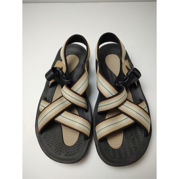 Lands End Mens Size 8 Adjustable Strap Sandals Water Shoes Black Tan - Picture 1 of 8